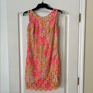 Lilly Pulitzer Vibrant Floral Mini Dress - Pink and Orange